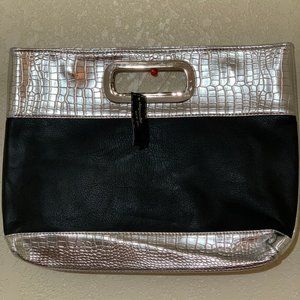 Gorgeous New Silver/Black Clutch Handbag